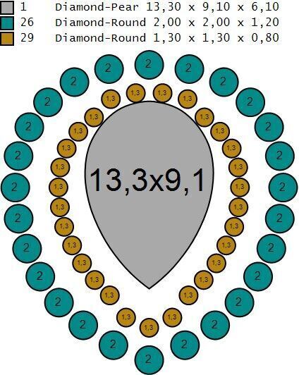 Elegant Drop Stone Ring Model -Diamond and Zircon Stone Options  3D print model_4