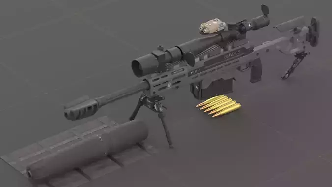 Victrix Corvo CS  - The most compact 50Bmg Rifle Low-poly 3D model