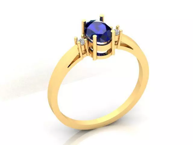 Solitaire Engagement Oval Ring 3D print model