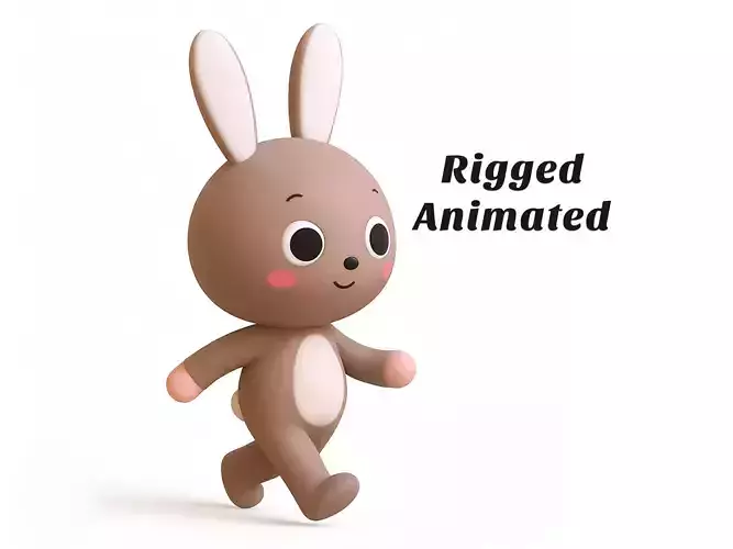 Cute Bunny Rabbit - Rigged and Animated Low-poly 3D model
