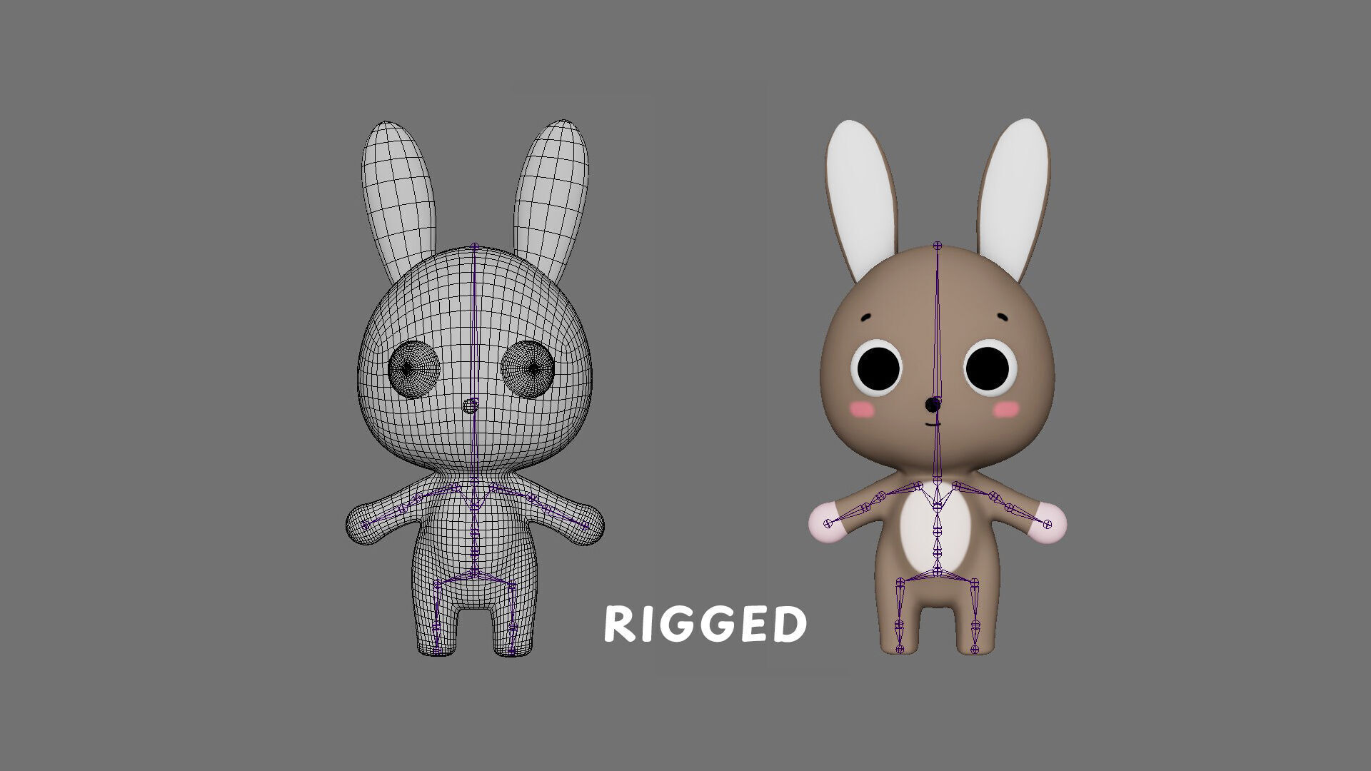 Cute Bunny Rabbit - Rigged and Animated Low-poly 3D model_4