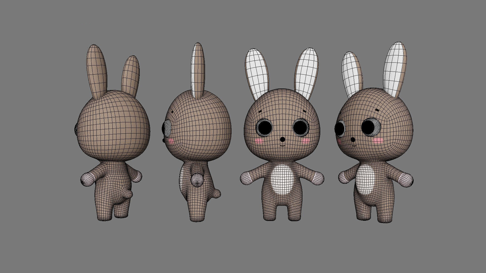 Cute Bunny Rabbit - Rigged and Animated Low-poly 3D model_7