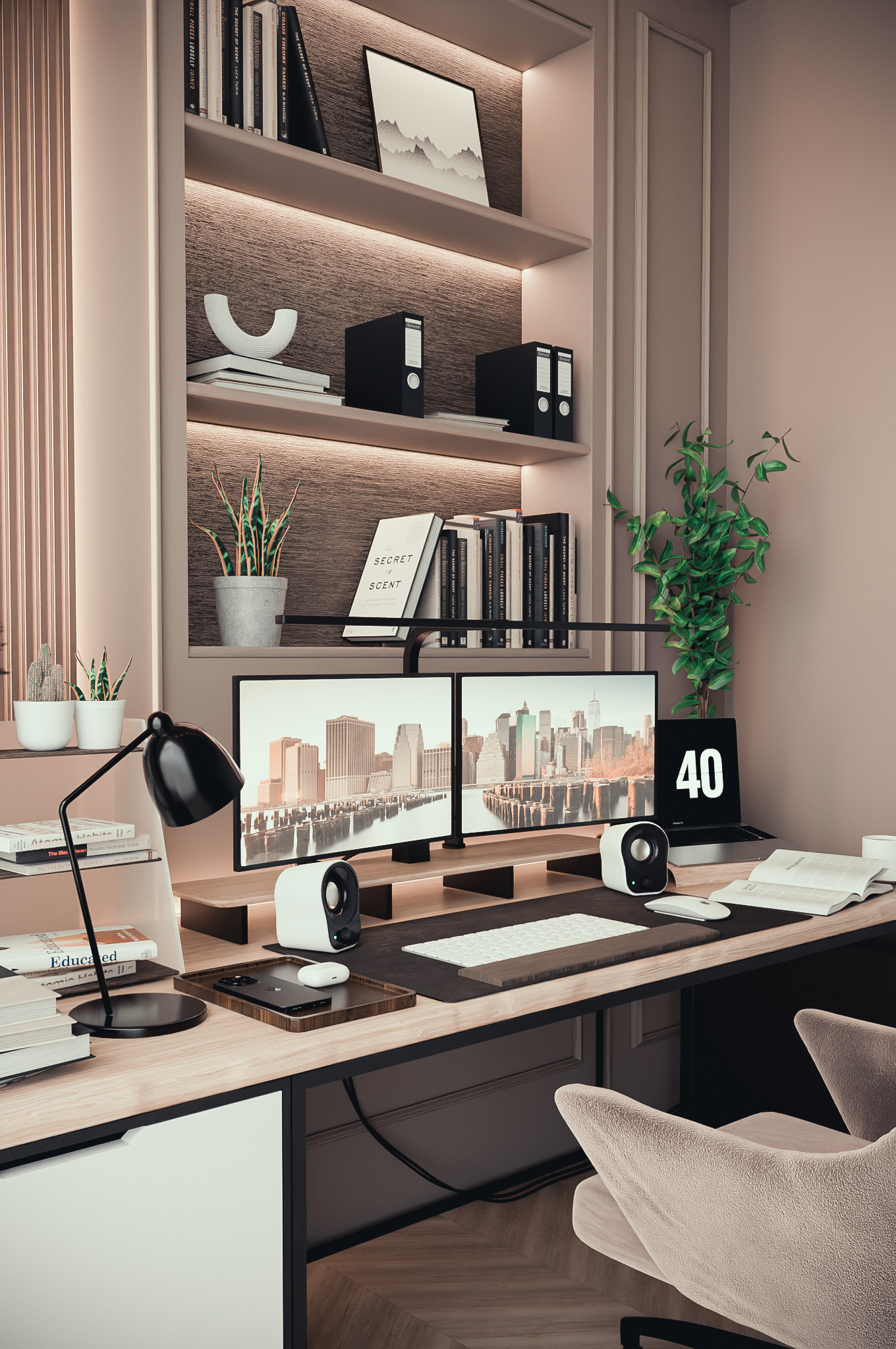 Minimalist Home Office Furniture Design 3D model_4