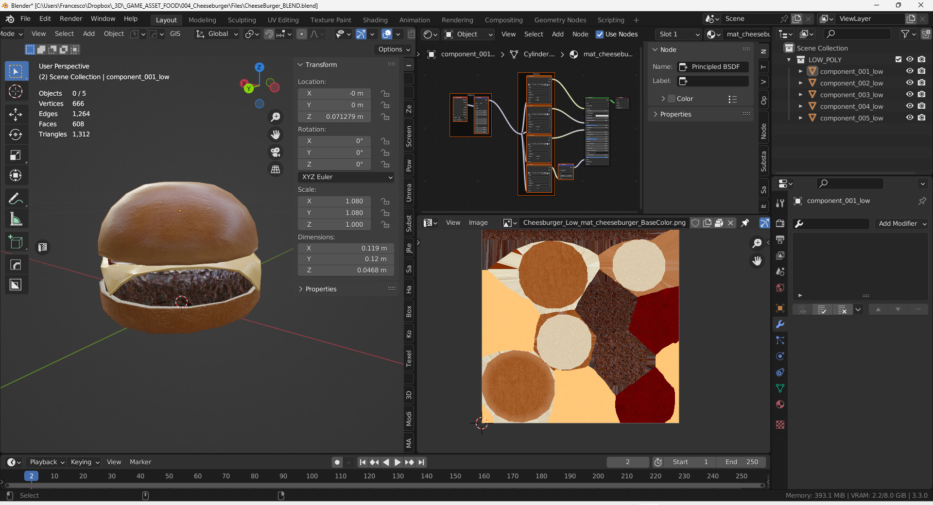 Cheeseburger 3D Model Low-poly 3D model_2