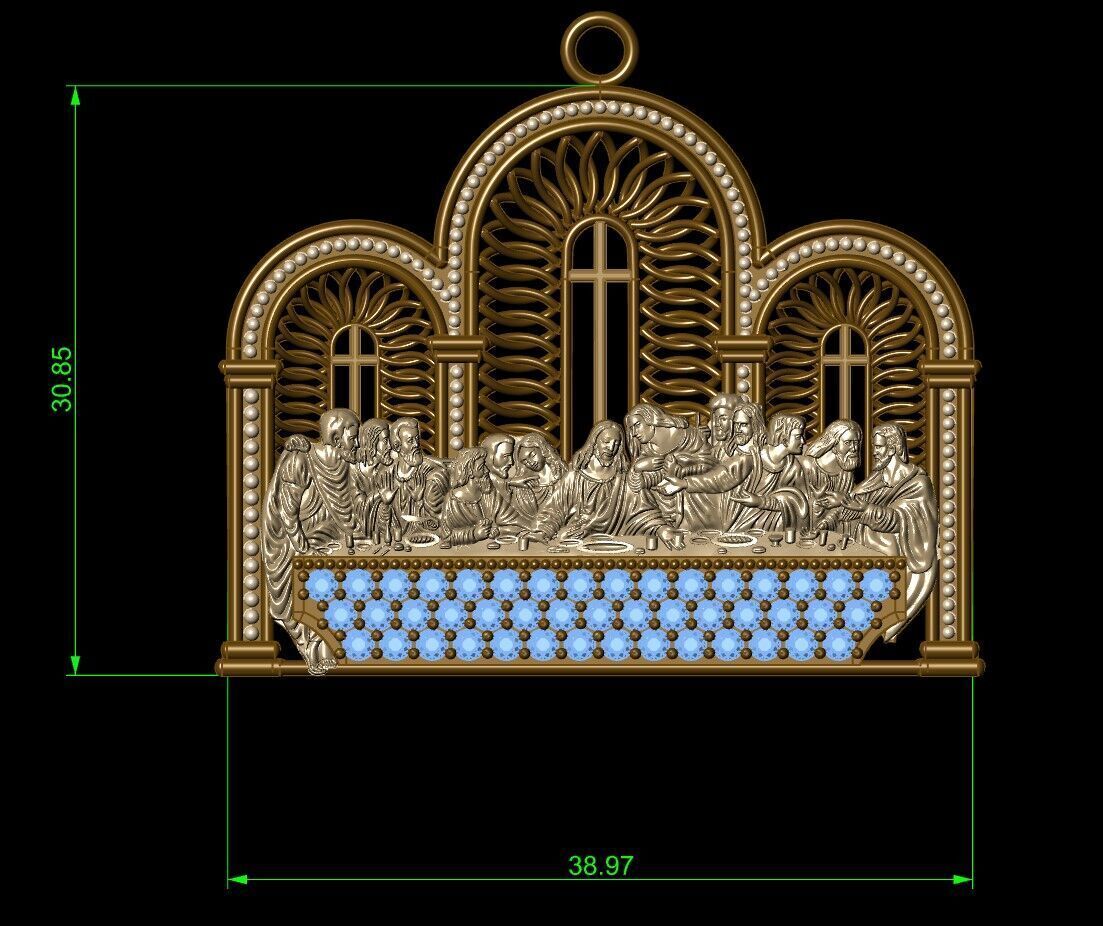 The Last Supper pendant 3D print model_3