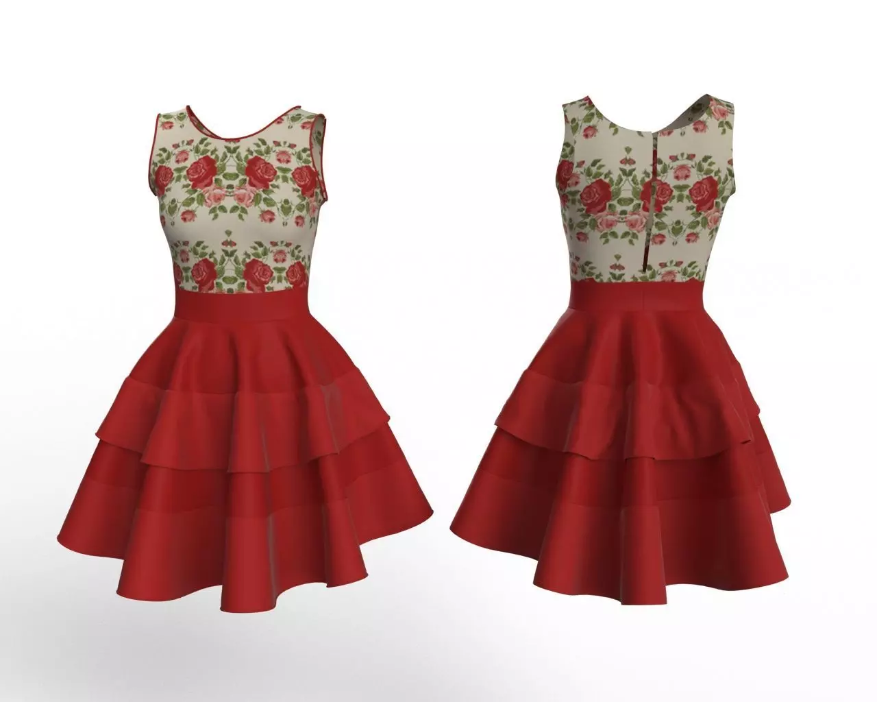 Fit and Flare Dress 3D Model  3D model_0