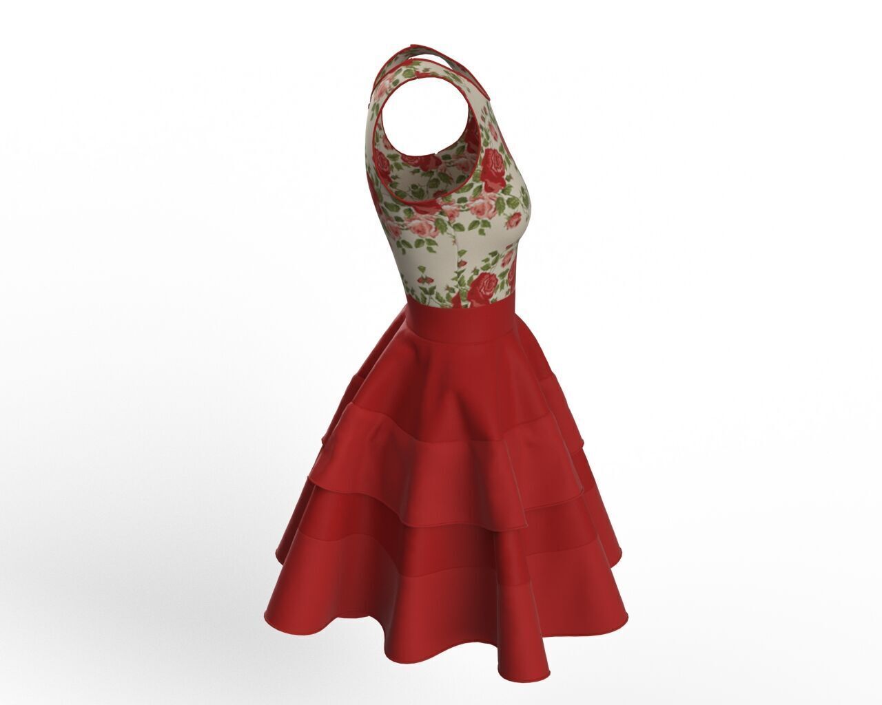 Fit and Flare Dress 3D Model  3D model_7