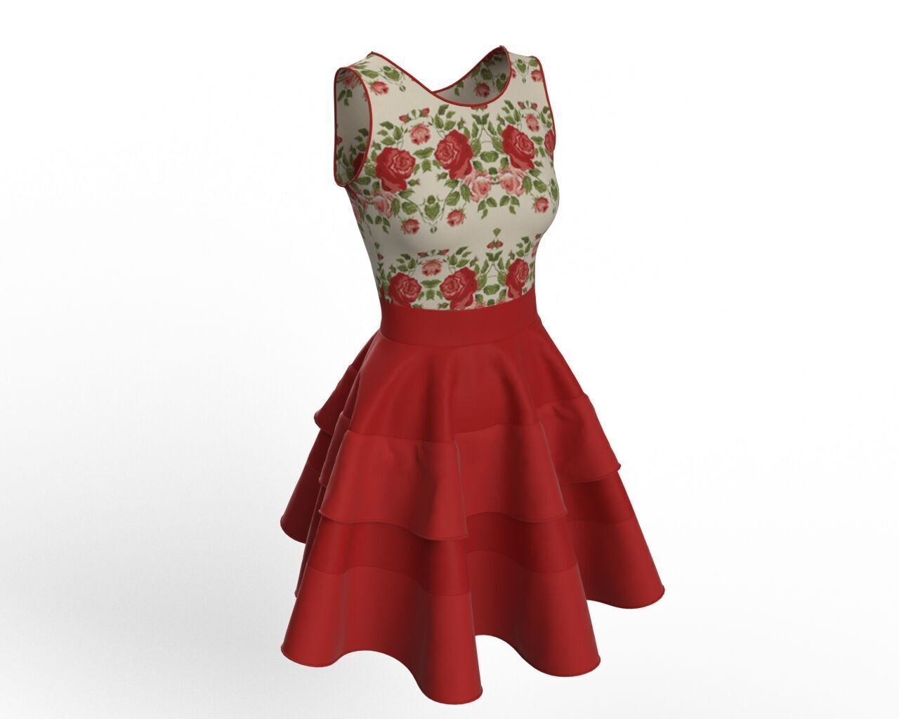 Fit and Flare Dress 3D Model  3D model_3