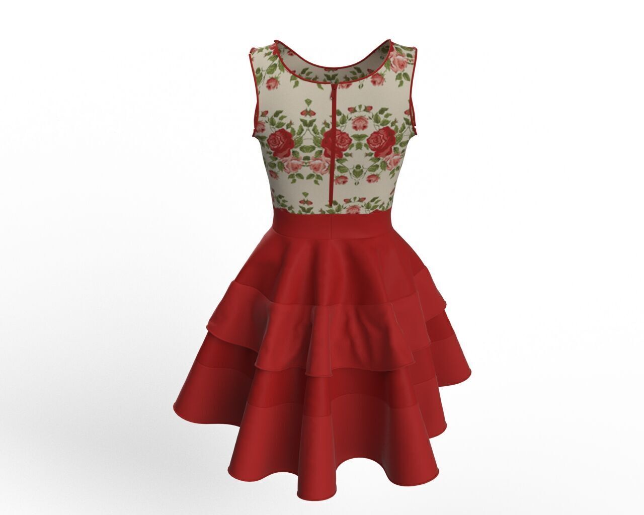 Fit and Flare Dress 3D Model  3D model_10