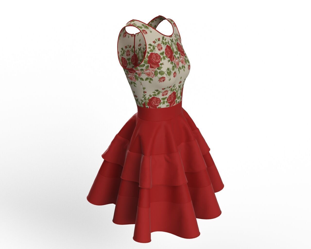 Fit and Flare Dress 3D Model  3D model_6