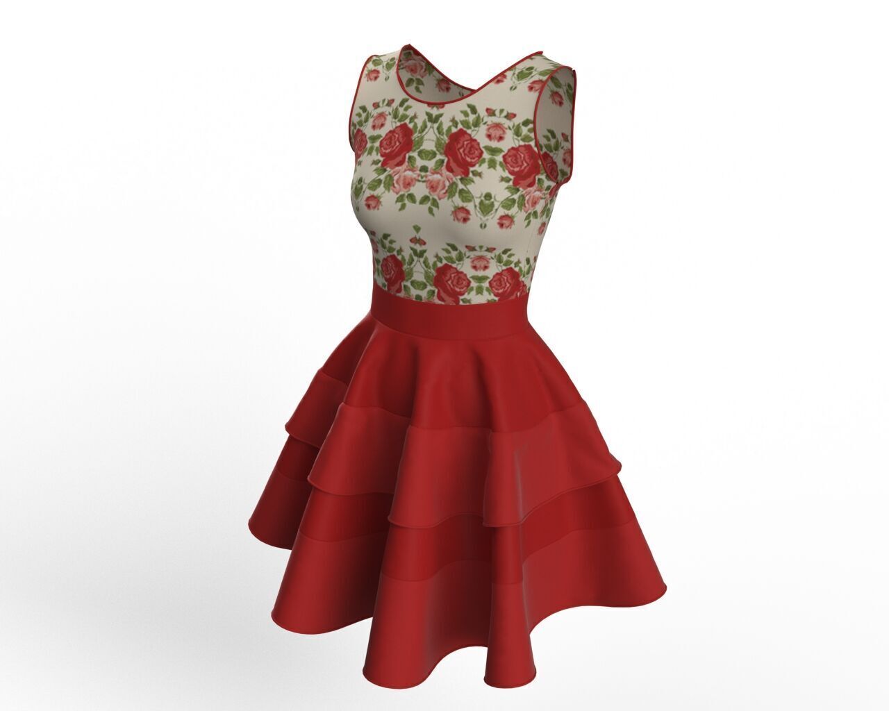 Fit and Flare Dress 3D Model  3D model_5