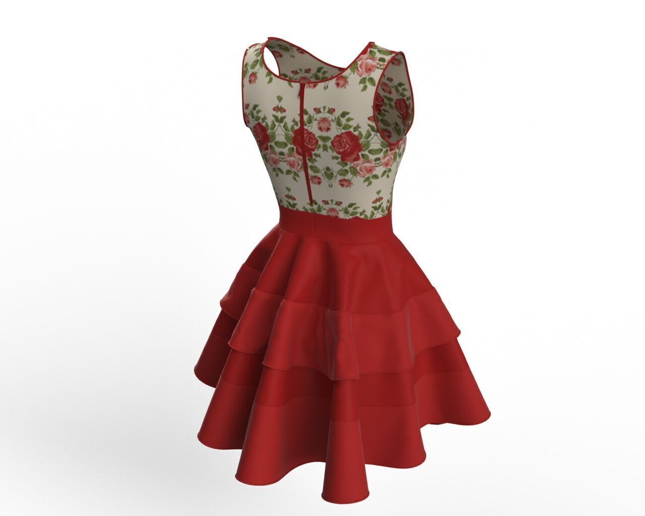 Fit and Flare Dress 3D Model  3D model_9