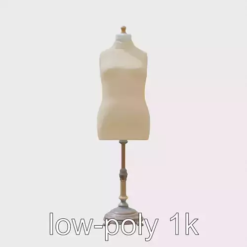 Vintage Dress Form Mannequin with Adjustable Bronze Base Low-poly 3D model