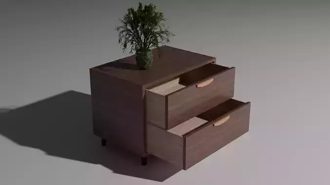 Wooden nightstand 3D model