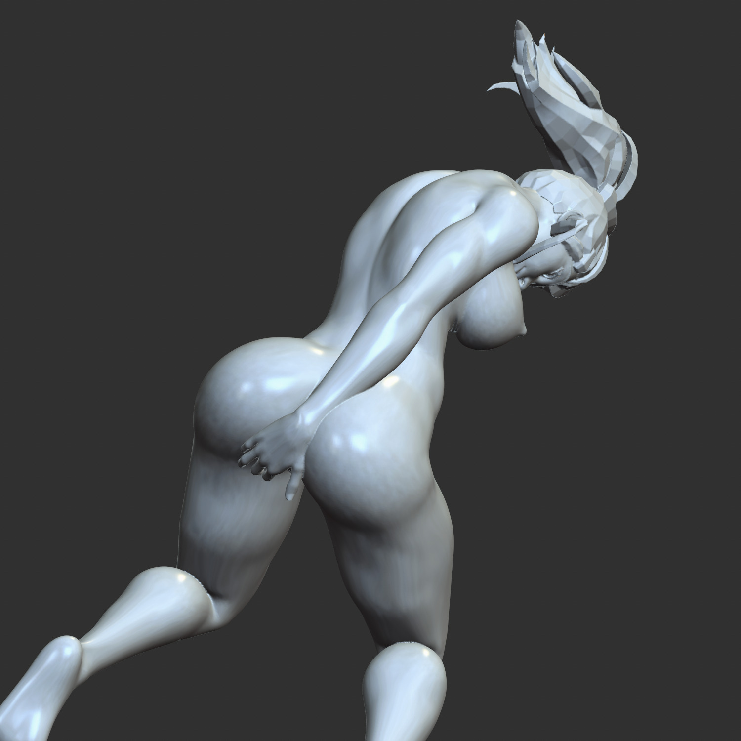 Busty Ecchi Girl Sensual Seated Position STL 3D print model_2