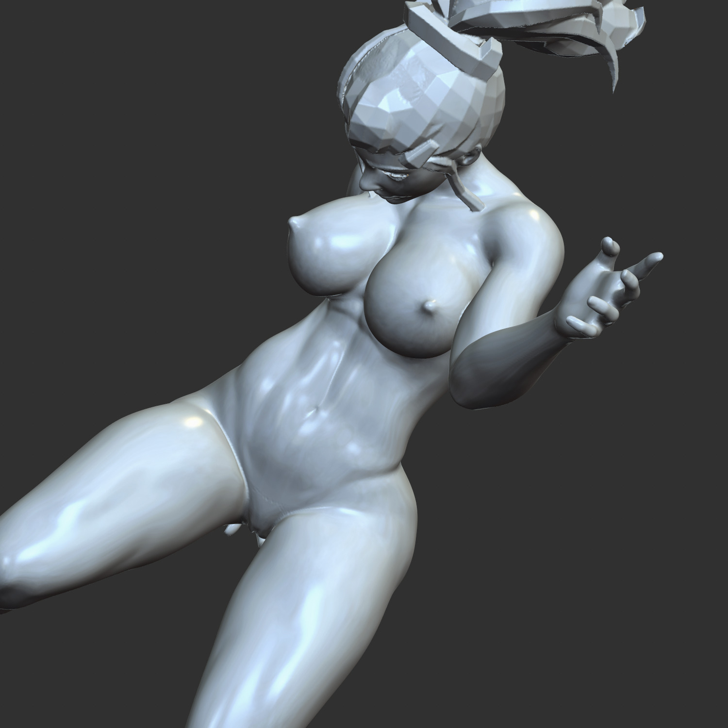 Busty Ecchi Girl Sensual Seated Position STL 3D print model_6