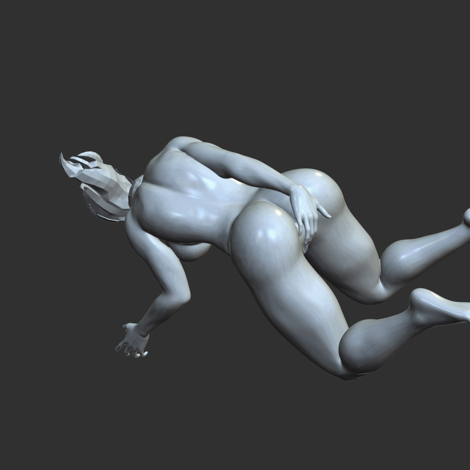 Busty Ecchi Girl Sensual Seated Position STL 3D print model_1