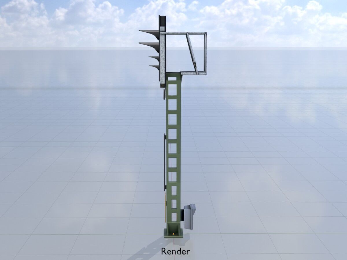 KS Railway Signal Post 4500mm Version-1 Low-poly 3D model_16