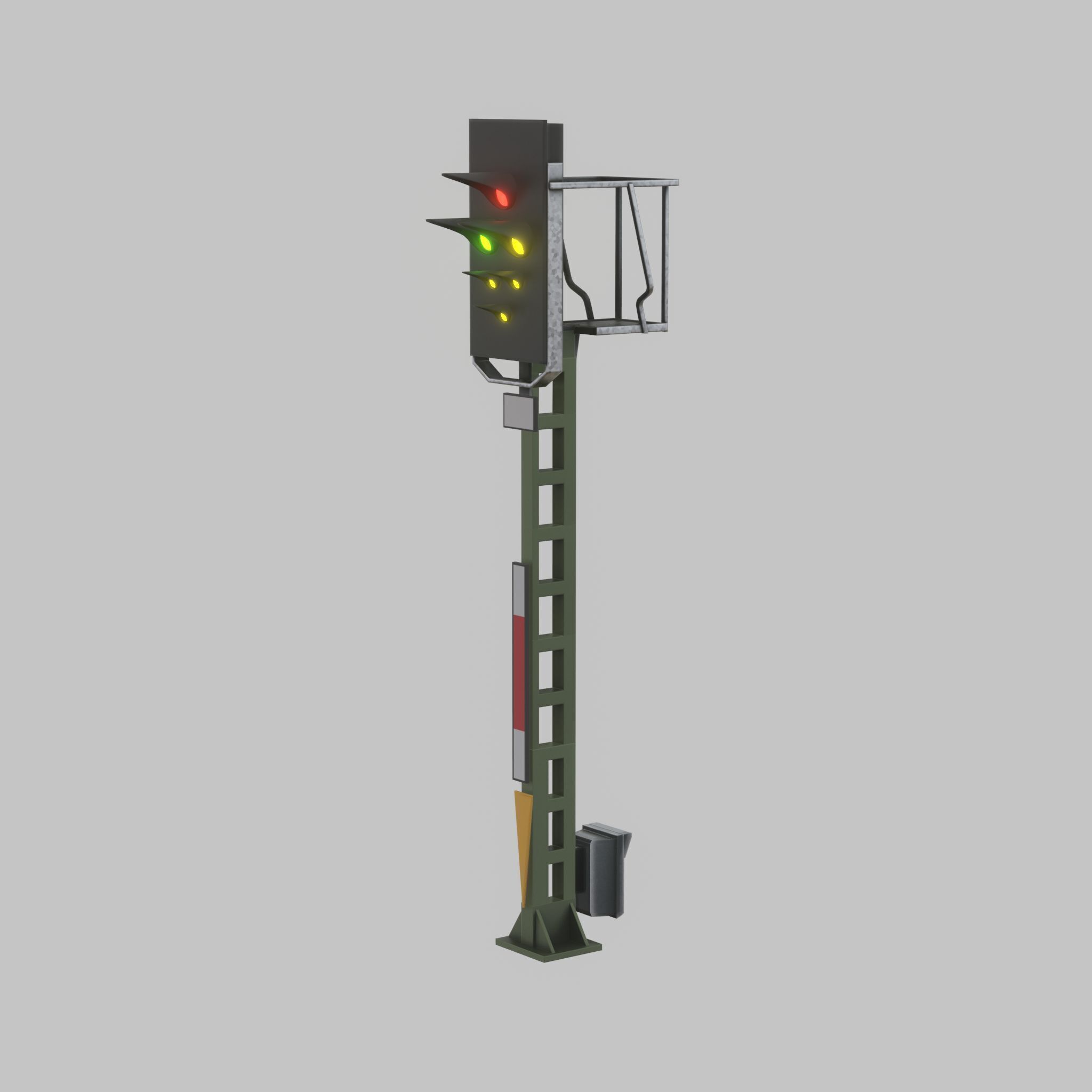 KS Railway Signal Post 4500mm Version-1 Low-poly 3D model_35