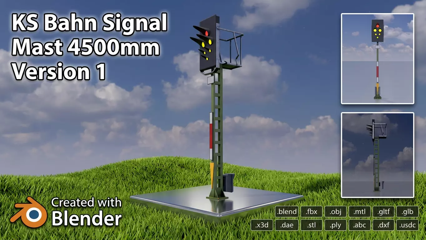 KS Railway Signal Post 4500mm Version-1 Low-poly 3D model