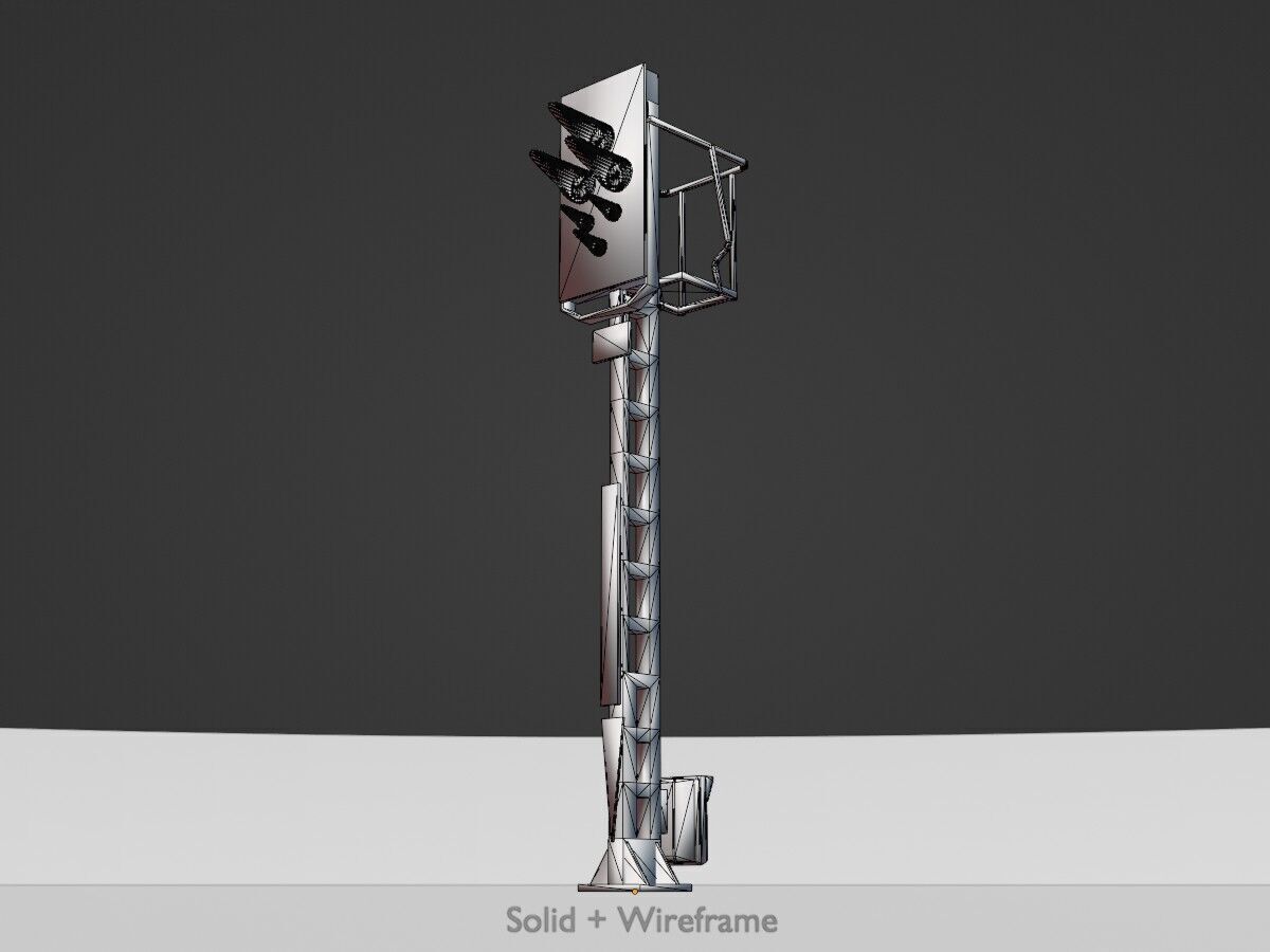 KS Railway Signal Post 4500mm Version-1 Low-poly 3D model_11