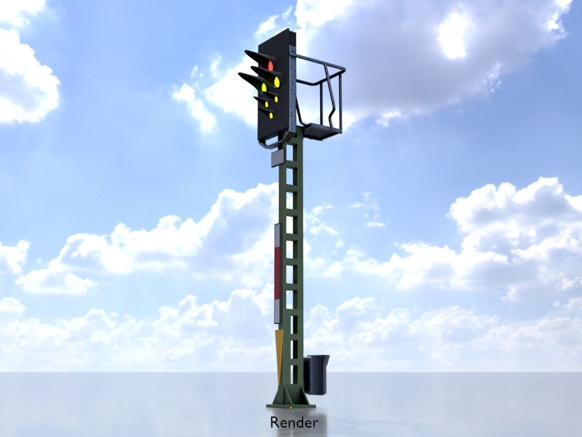 KS Railway Signal Post 4500mm Version-1 Low-poly 3D model_15