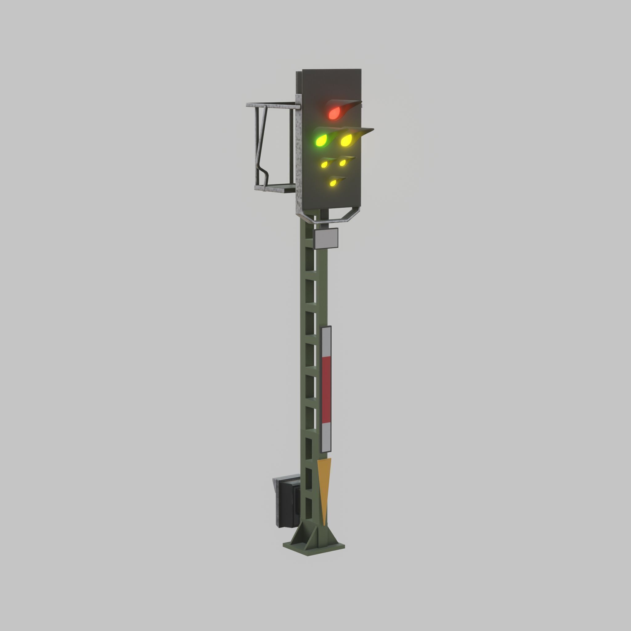 KS Railway Signal Post 4500mm Version-1 Low-poly 3D model_32