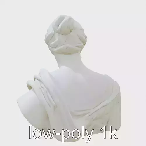 Intricate Roman Lady Sculpture with Detailed Hairstyling Low-poly 3D model