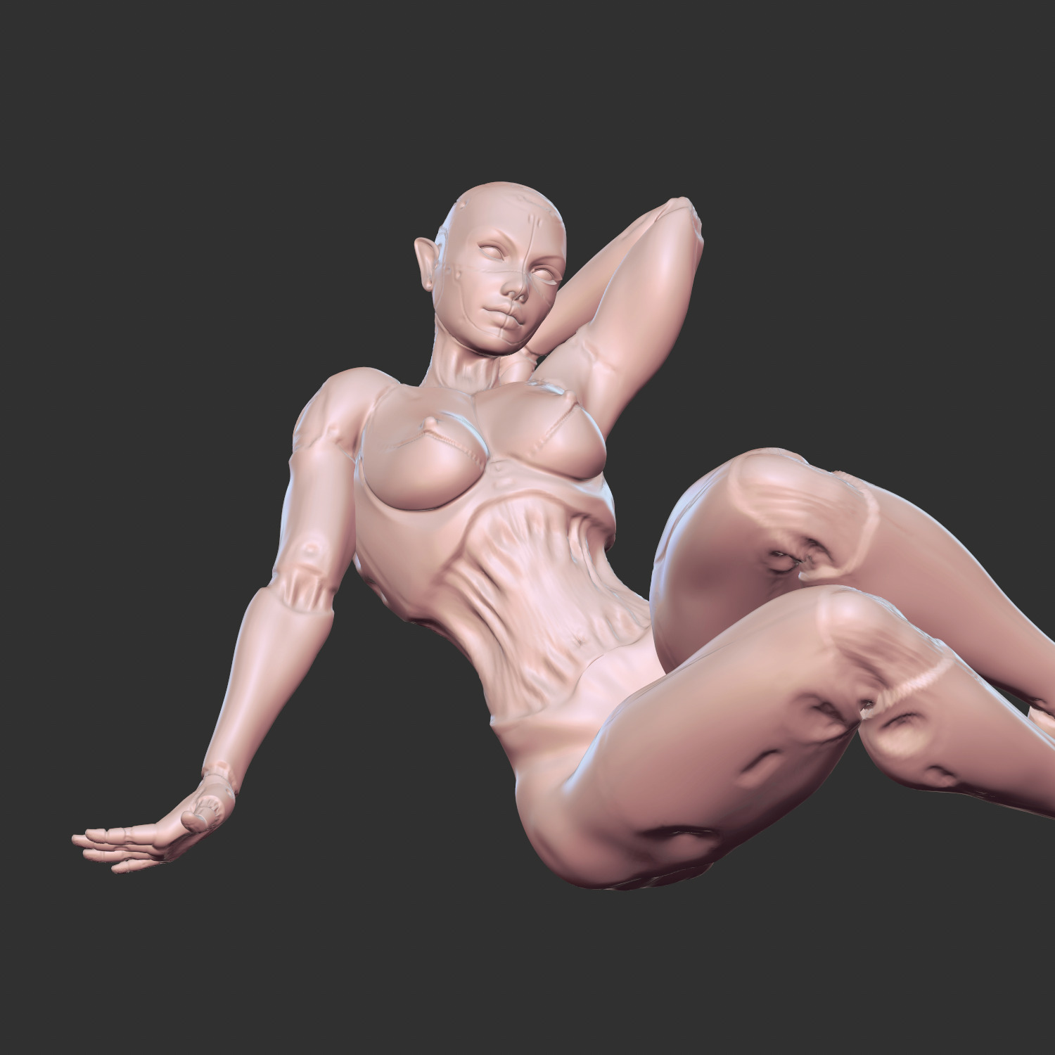 Sexy Mecha Babe Kneeling NSFW STL File 3D print model_1