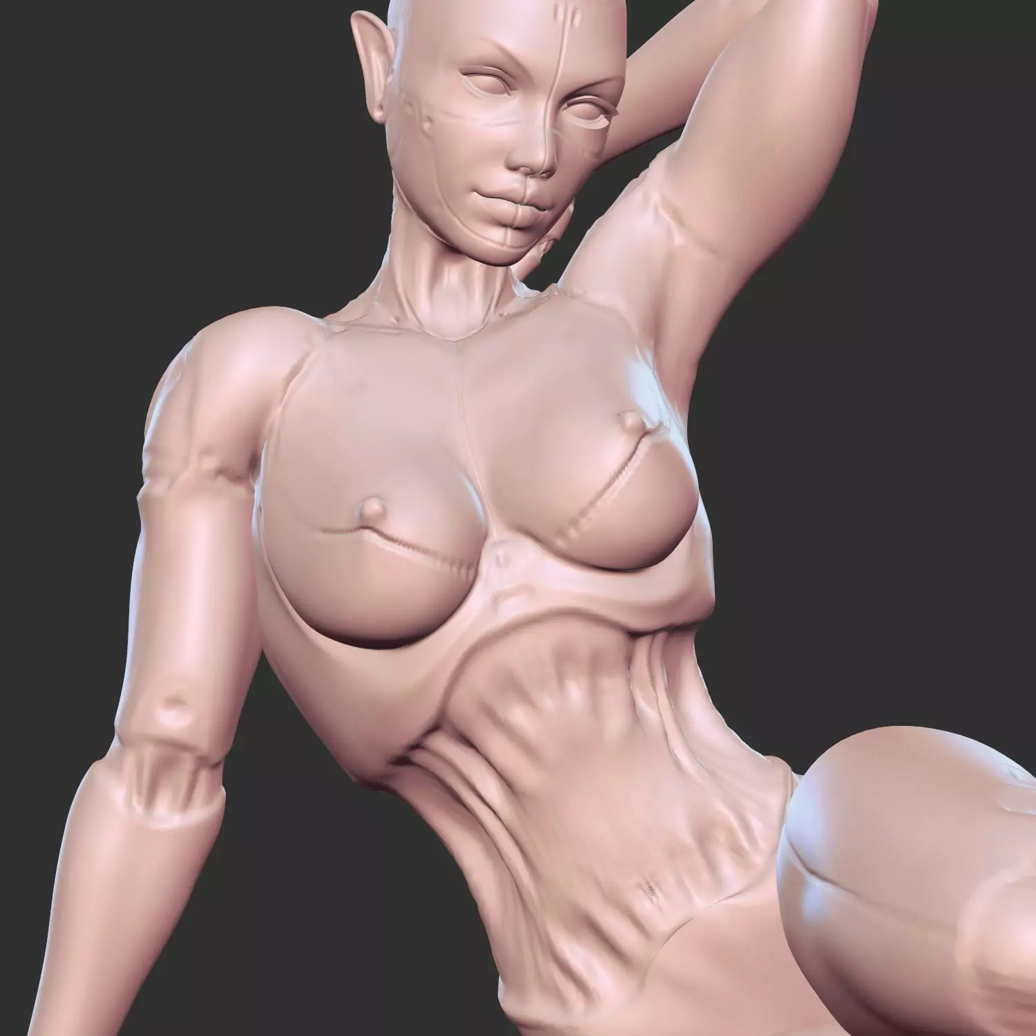 Sexy Mecha Babe Kneeling NSFW STL File 3D print model_0