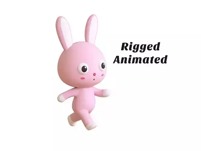 Cute Bunny Rabbit 01 - Rigged and Animated  Low-poly 3D model