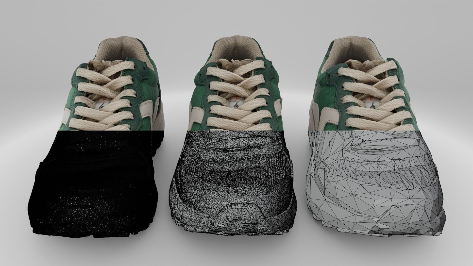 Green shoes Low-poly 3D model_6