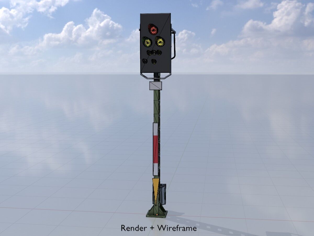 KS Railway Signal Post 4500mm Version-2 Low-poly 3D model_5