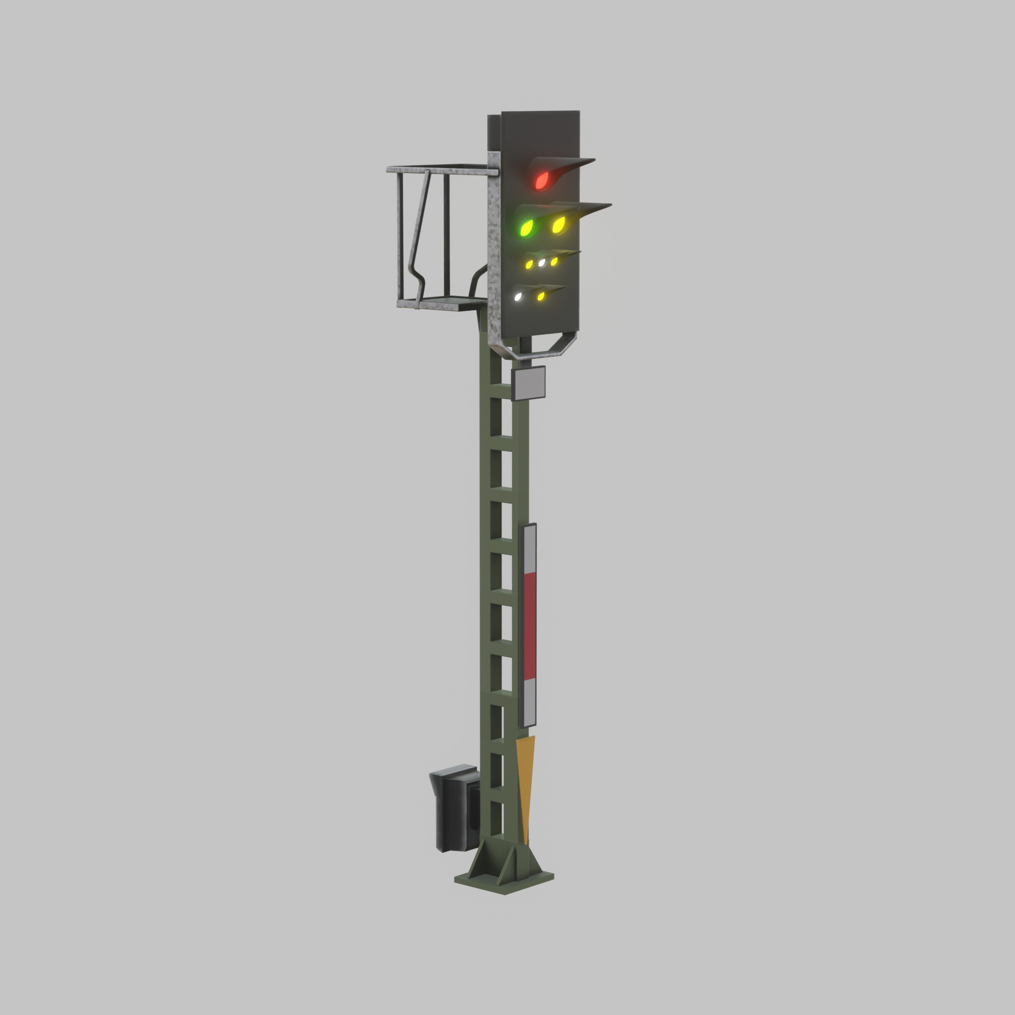 KS Railway Signal Post 4500mm Version-2 Low-poly 3D model_40