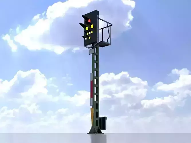 KS Railway Signal Post 4500mm Version-2 Low-poly 3D model