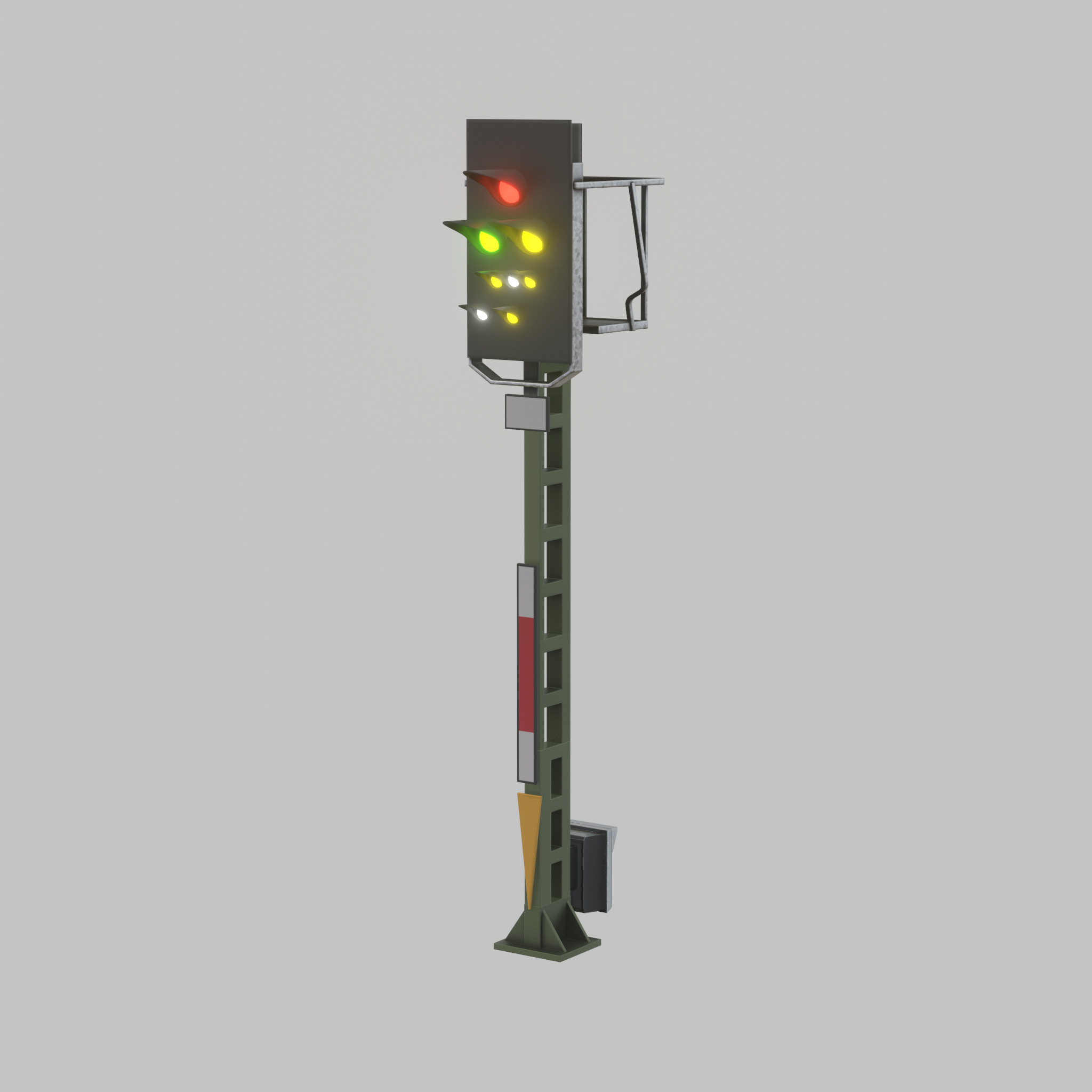 KS Railway Signal Post 4500mm Version-2 Low-poly 3D model_45