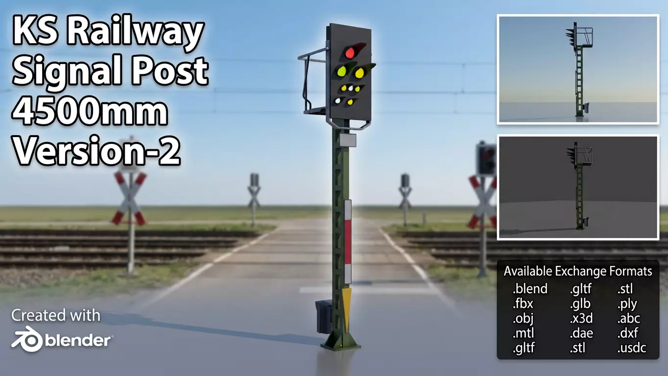 KS Railway Signal Post 4500mm Version-2 Low-poly 3D model