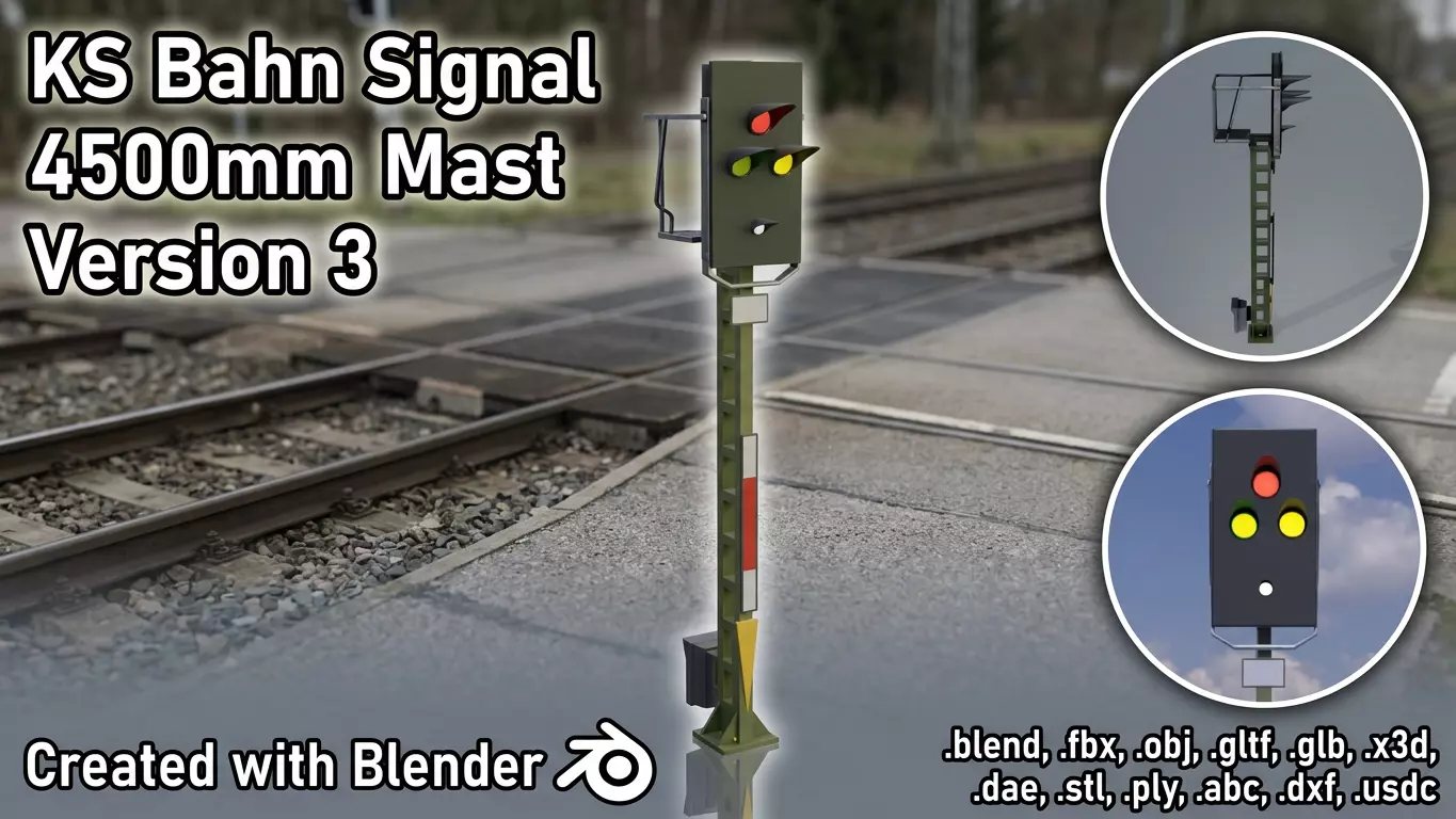 Railway KS-Signal 4500mm Version-3 Low-poly 3D model