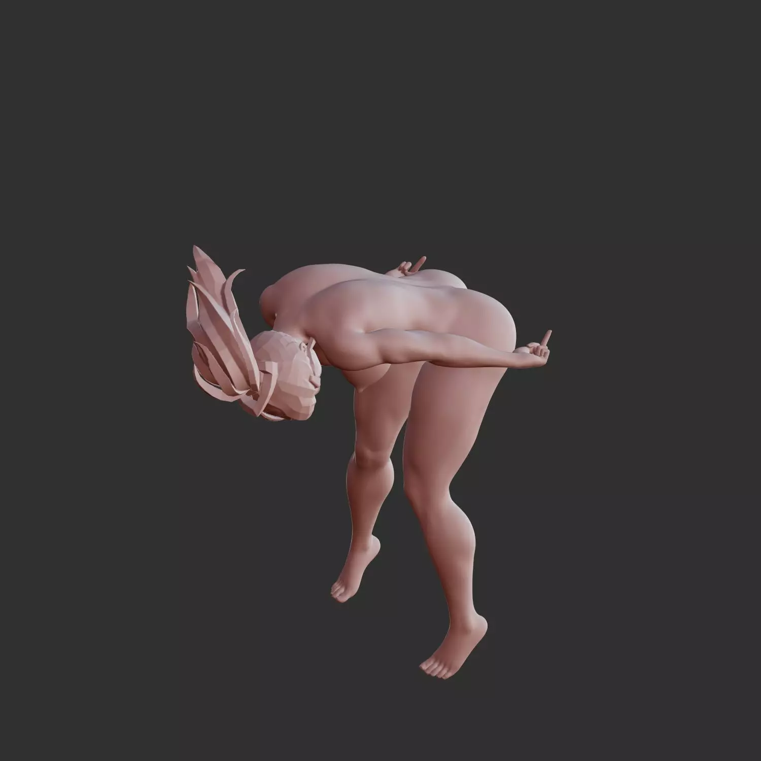 Sensual Hentai Waifu Flipping Off Naughty Pose STL 3D print model_0