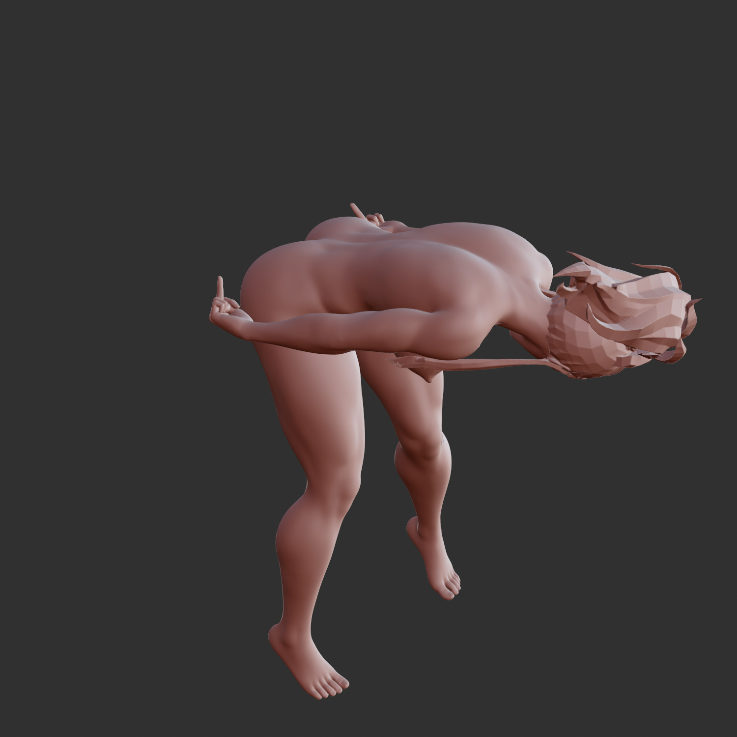 Sensual Hentai Waifu Flipping Off Naughty Pose STL 3D print model_1