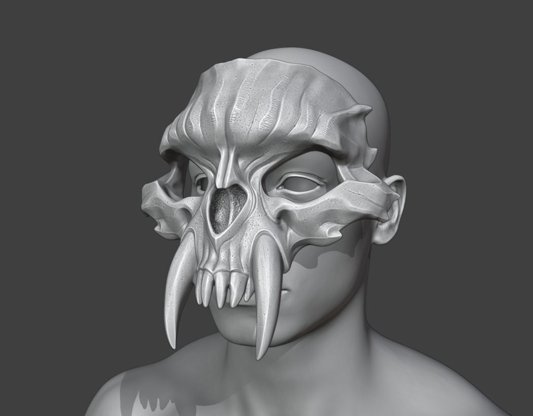 Saber-toothed Creature Mask 3D print model_3