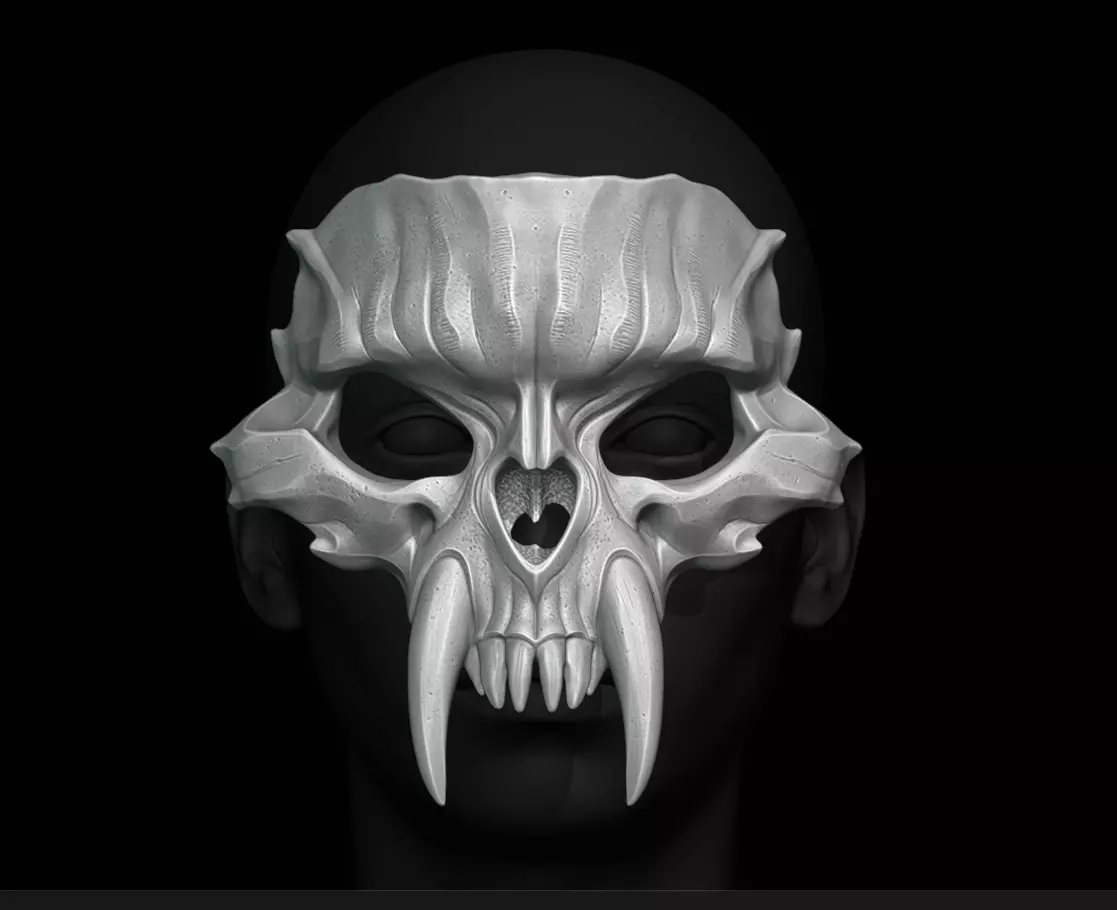 Saber-toothed Creature Mask 3D print model_0