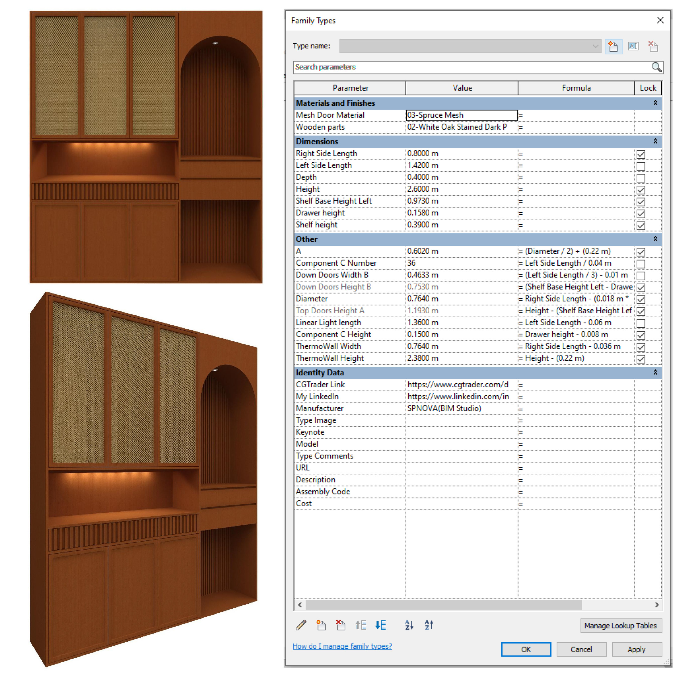 Entryway Furniture Set Revit Family Parametric 3D model_3