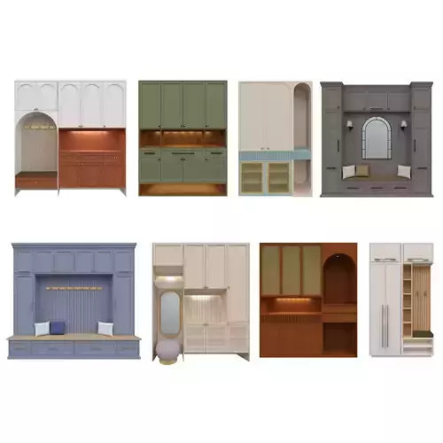 Entryway Furniture Set Revit Family Parametric