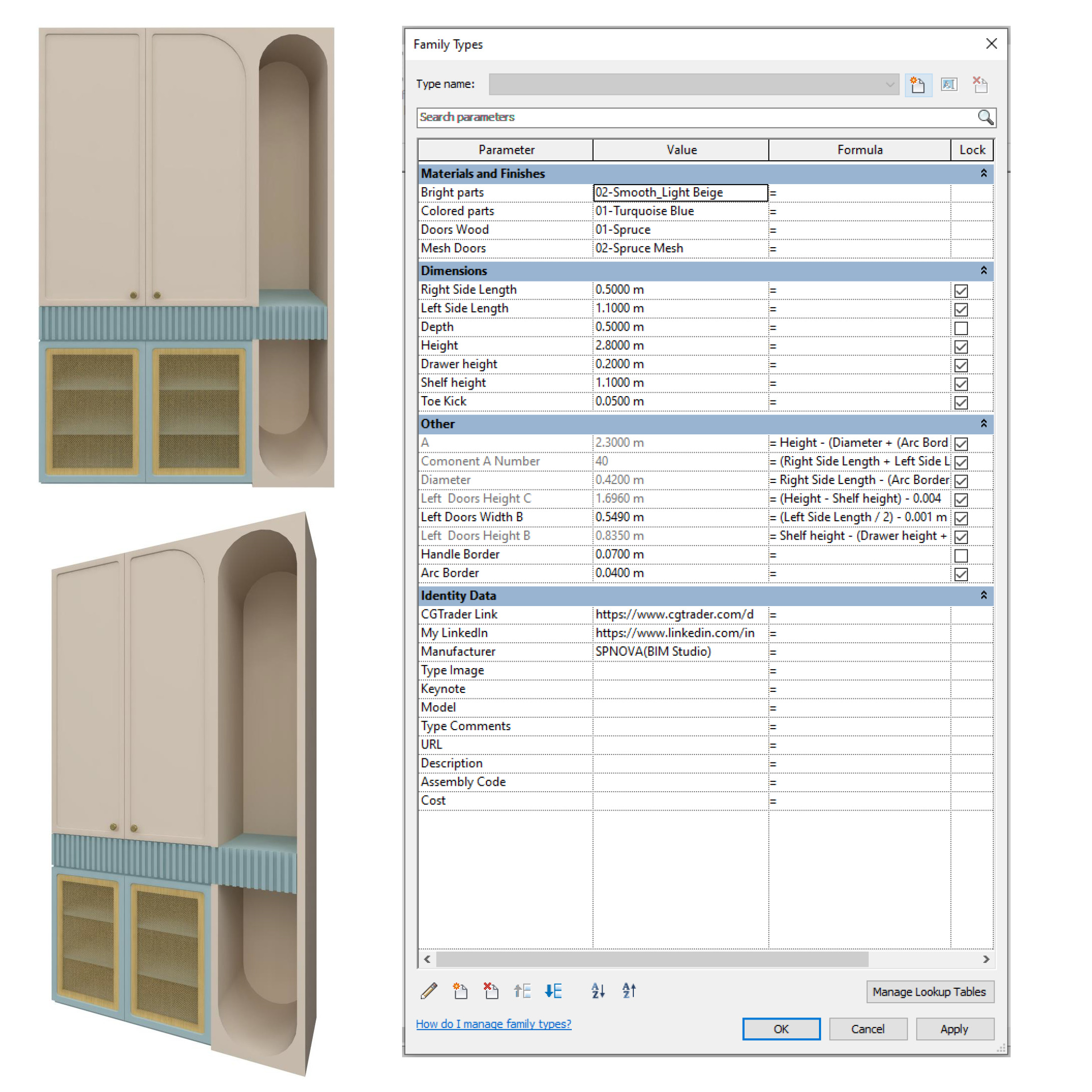 Entryway Furniture Set Revit Family Parametric 3D model_9