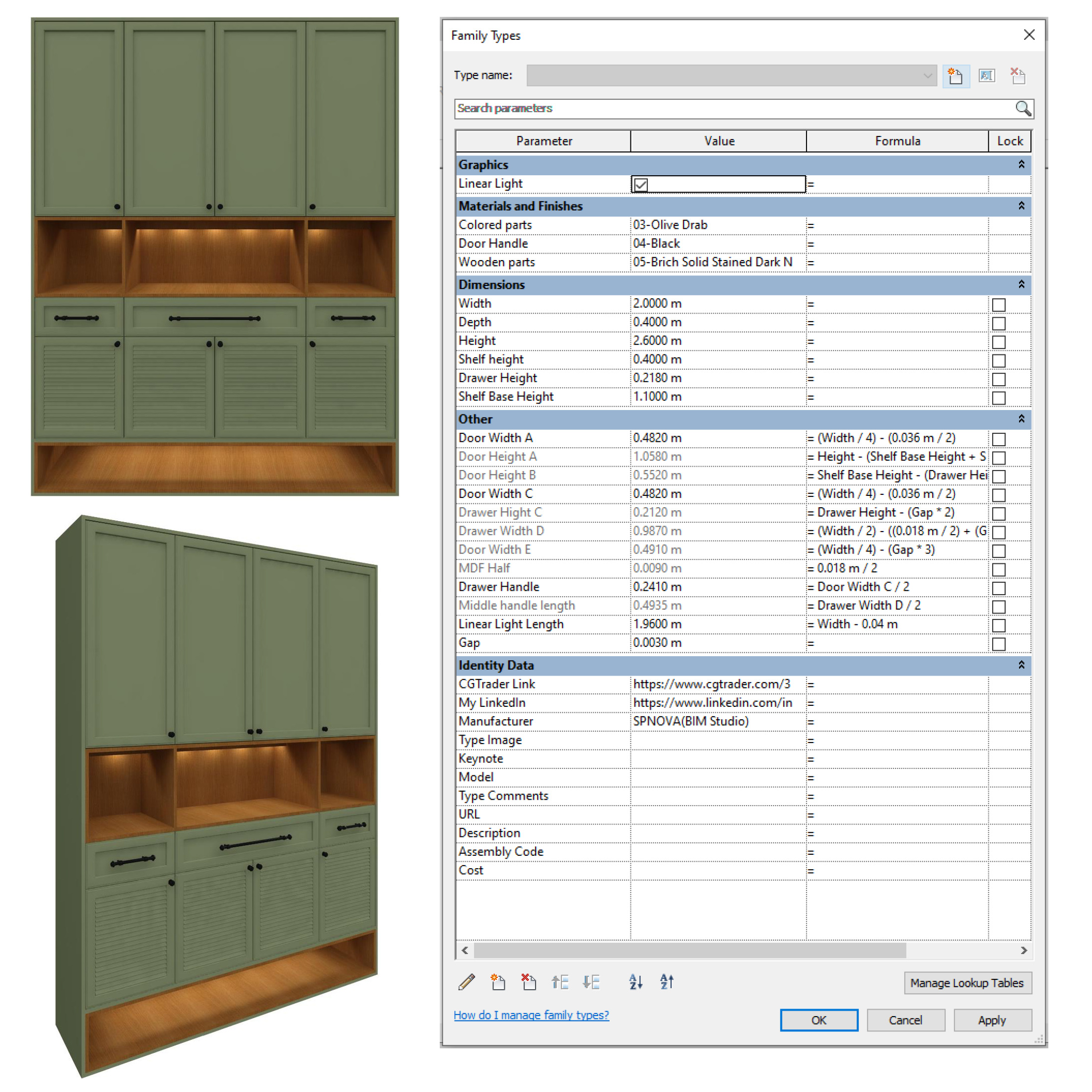Entryway Furniture Set Revit Family Parametric 3D model_4