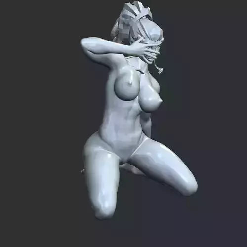 Naughty Anime Girl Seated Erotic Figure STL