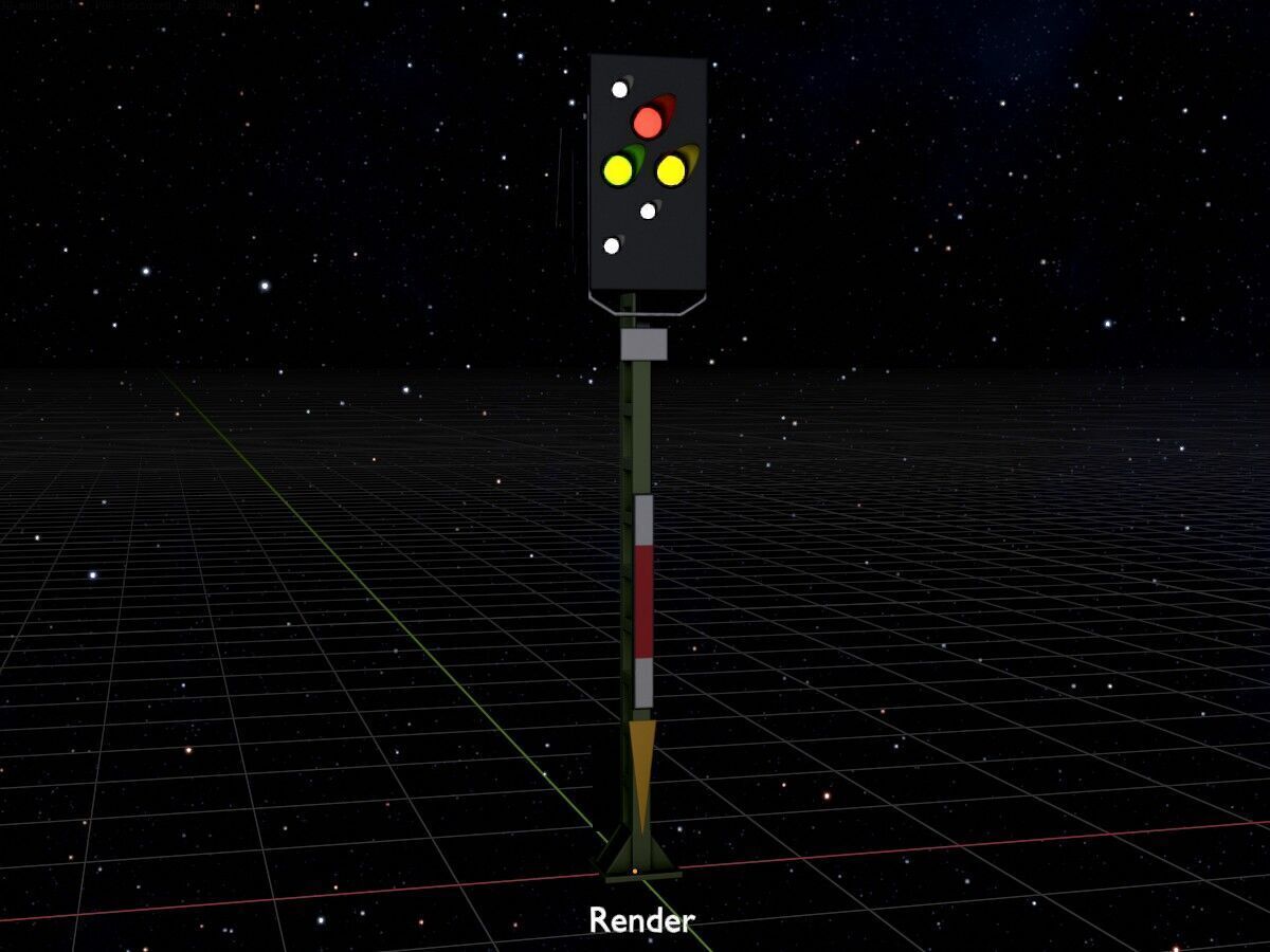 Railroad Signal KS with Post 4500mm Version-4 Low-poly 3D model_17