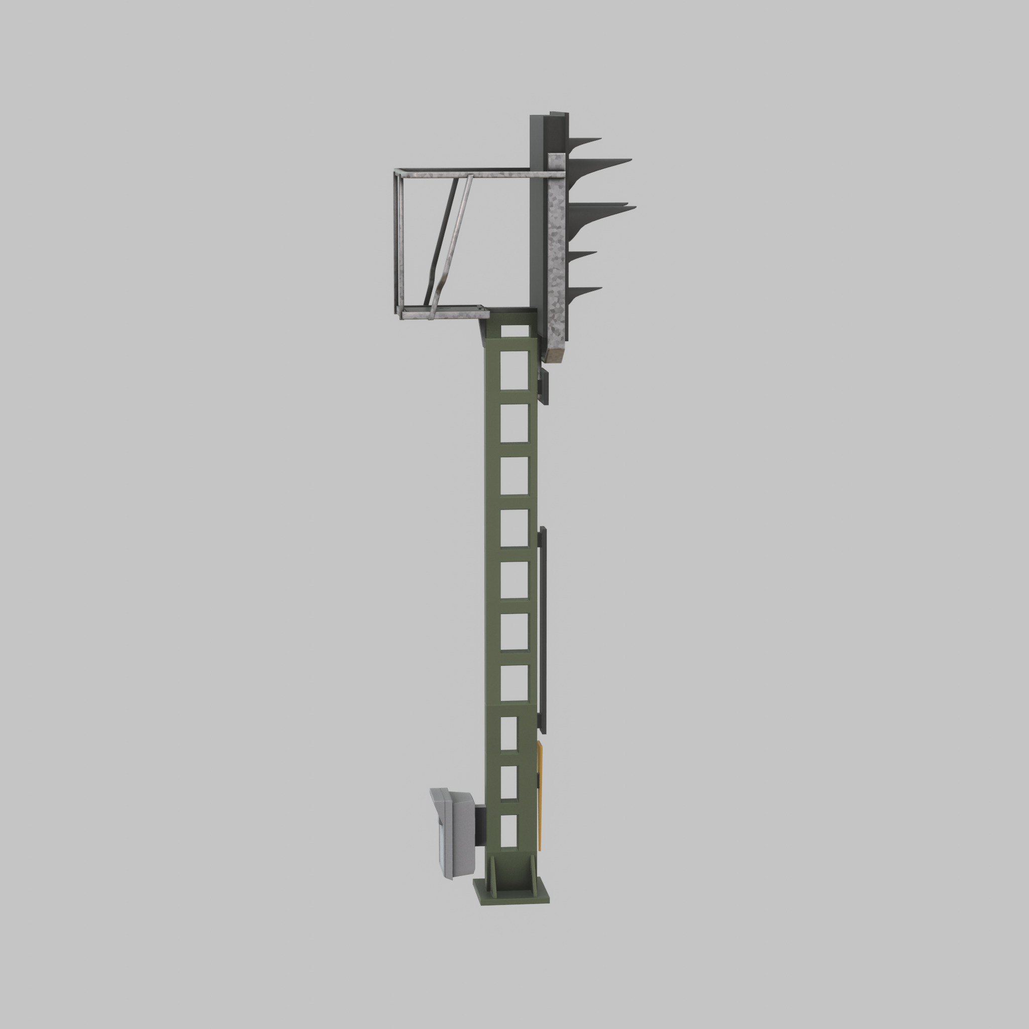 Railroad Signal KS with Post 4500mm Version-4 Low-poly 3D model_36