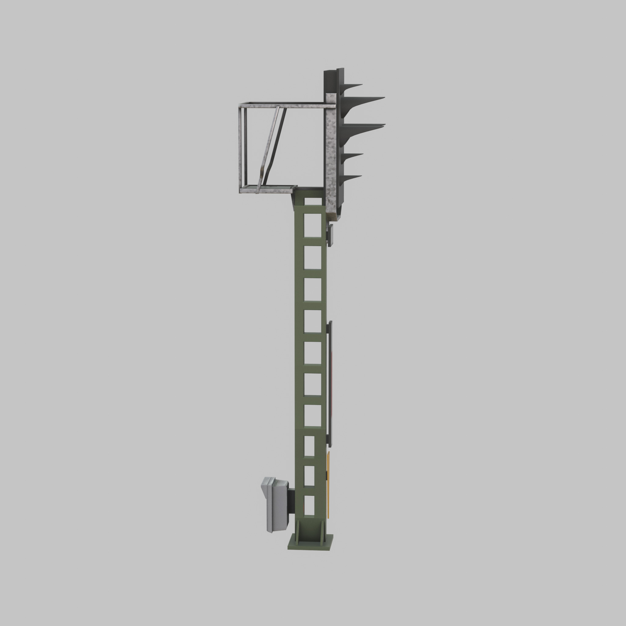 Railroad Signal KS with Post 4500mm Version-4 Low-poly 3D model_37